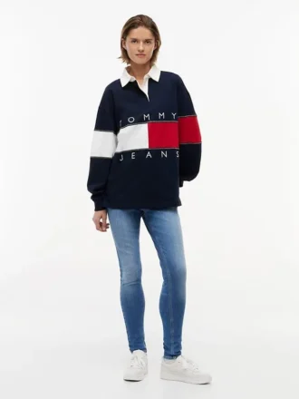 Sudadera de rugby con bandera de corte oversize de Tommy Jeans