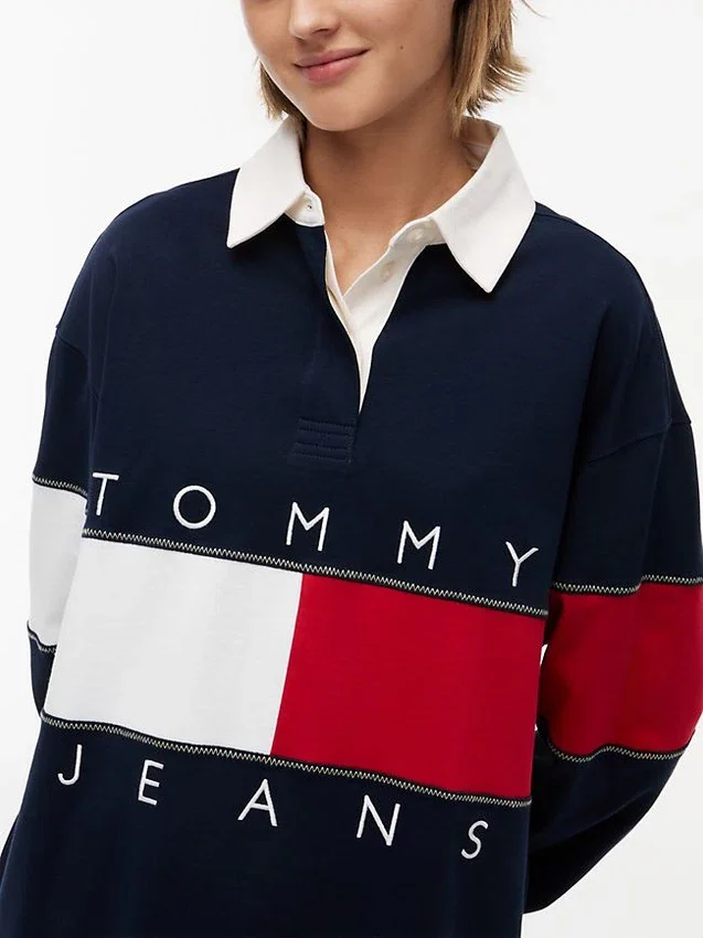 Sudadera de rugby con bandera de corte oversize de Tommy Jeans Sudadera de rugby con bandera de corte oversize de Tommy Jeans