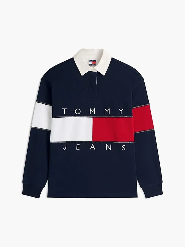 Sudadera de rugby con bandera de corte oversize de Tommy Jeans Sudadera de rugby con bandera de corte oversize de Tommy Jeans