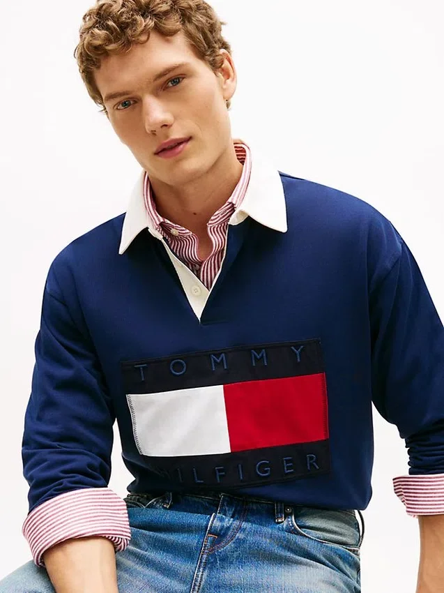 Sudadera de rugby con gran logotipo de bandera Sudadera de rugby con gran logotipo de bandera