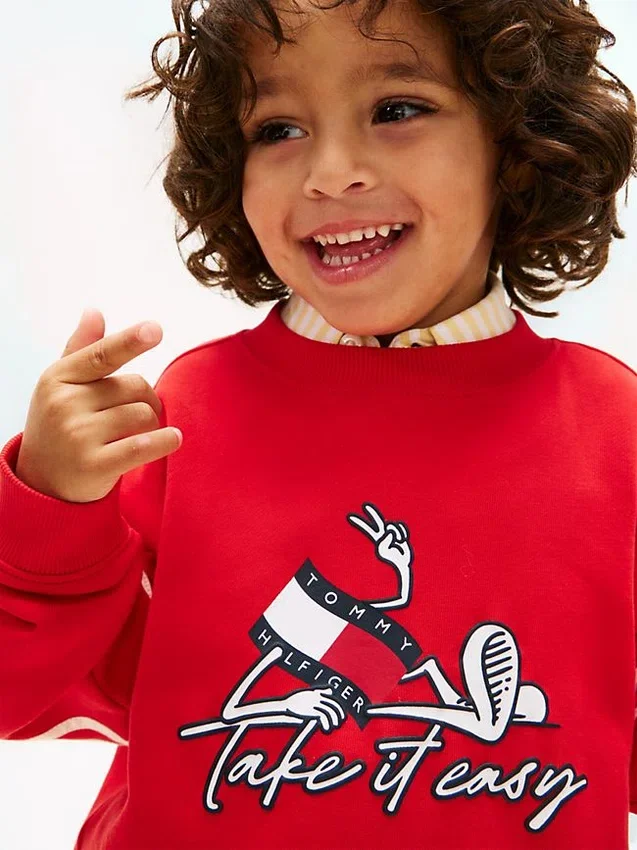 Sudadera infantil con estampado de bandera ondulada Sudadera infantil con estampado de bandera ondulada