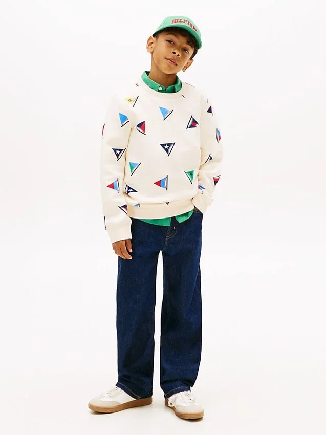 Sudadera infantil con estampado de banderas de vela Sudadera infantil con estampado de banderas de vela