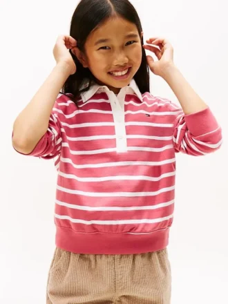 Sudadera polo a rayas para niña