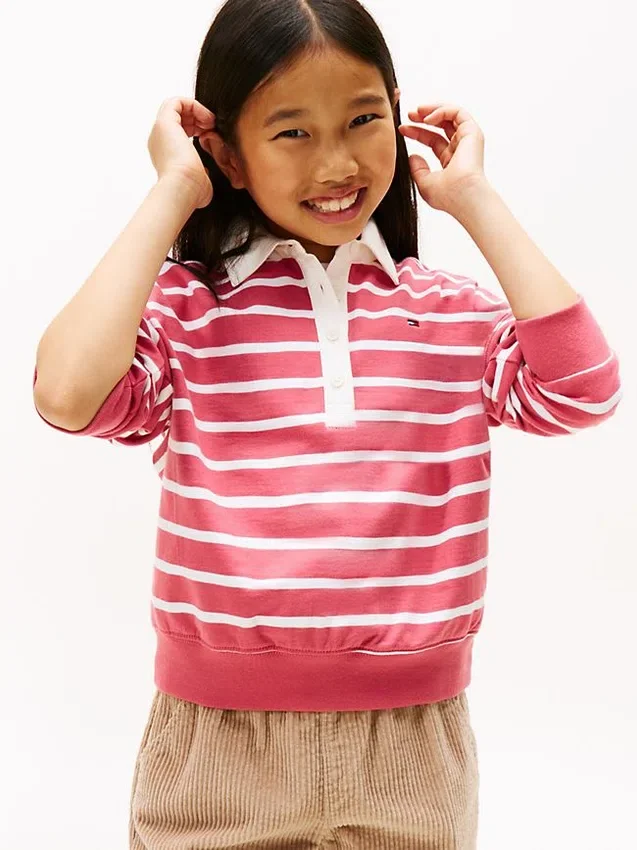 Sudadera polo a rayas para niña Sudadera polo a rayas para niña
