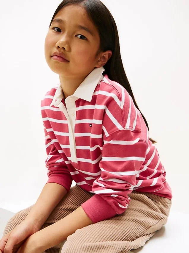 Sudadera polo a rayas para niña Sudadera polo a rayas para niña