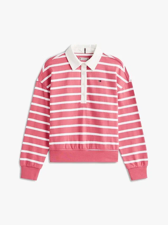 Sudadera polo a rayas para niña Sudadera polo a rayas para niña