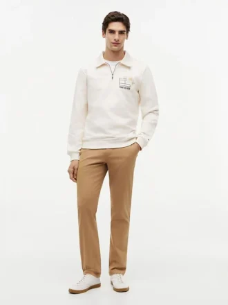 Sudadera polo con logo floral y cremallera de un cuarto