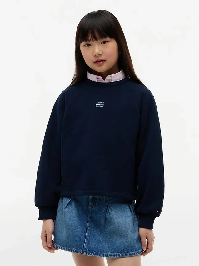 Sudadera raglán con bandera en tonos para niña Sudadera raglán con bandera en tonos para niña