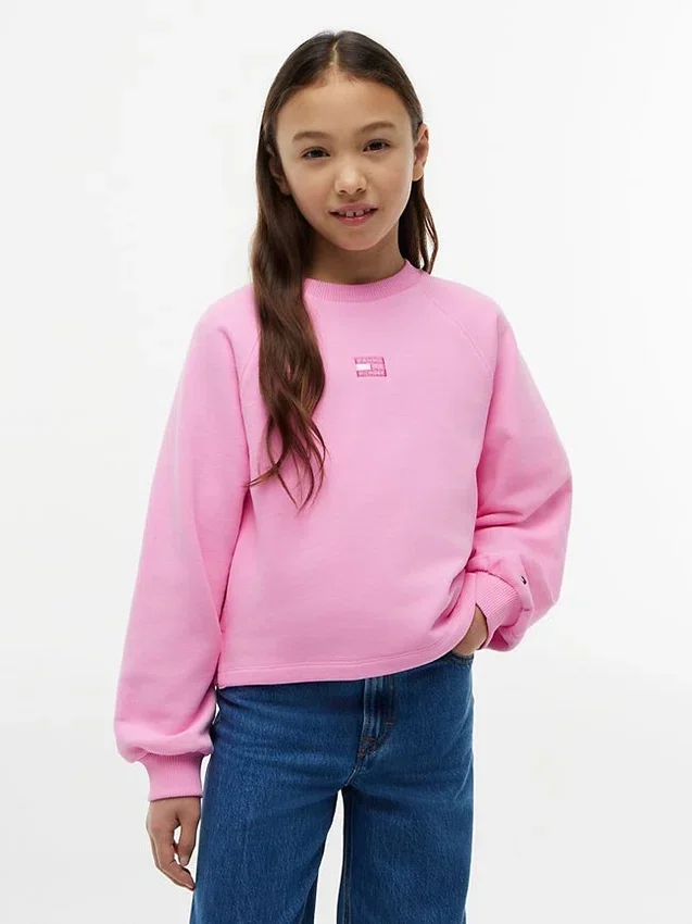 Sudadera raglán con bandera en tonos para niña Sudadera raglán con bandera en tonos para niña