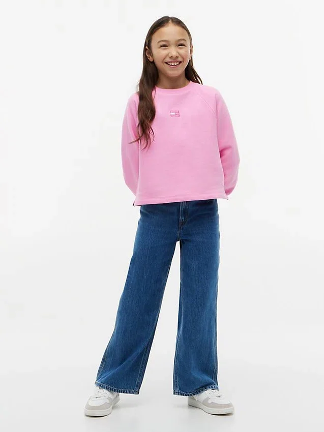 Sudadera raglán con bandera en tonos para niña Sudadera raglán con bandera en tonos para niña