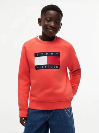 Sudadera raglán con el logotipo de Tommy Flag para niña