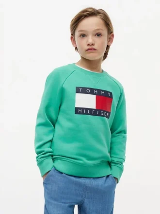 Sudadera raglán con el logotipo de Tommy Flag para niña