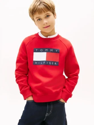Sudadera raglán con el logotipo de Tommy Flag para niña