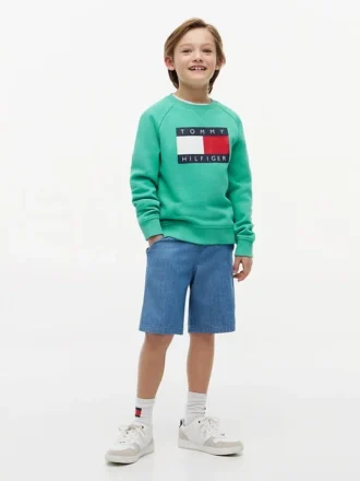Sudadera raglán con el logotipo de Tommy Flag para niña
