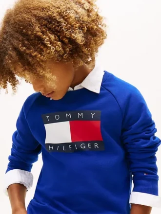 Sudadera raglán con el logotipo de Tommy Flag para niña