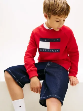 Sudadera raglán con el logotipo de Tommy Flag para niña