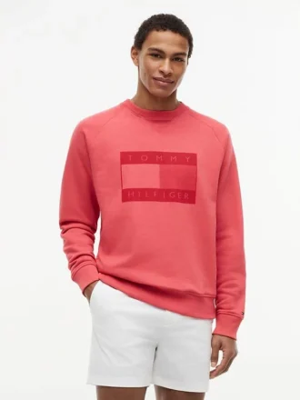 Sudadera raglán con logo de bandera y interior cepillado