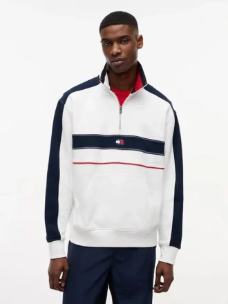 Sudadera Tommy Jeans con cremallera de un cuarto y bloques de color