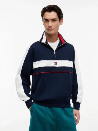 Sudadera Tommy Jeans con cremallera de un cuarto y bloques de color