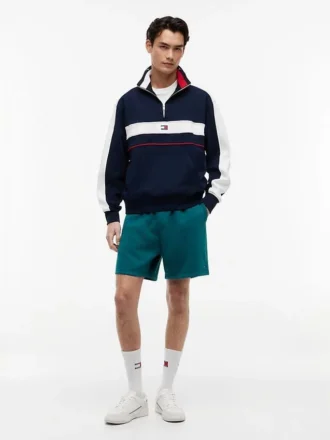 Sudadera Tommy Jeans con cremallera de un cuarto y bloques de color