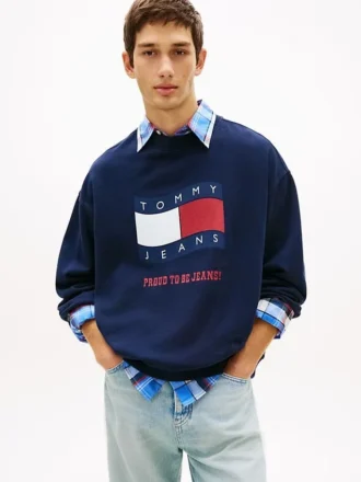 Sudadera Tommy Jeans con logotipo de bandera ondulada