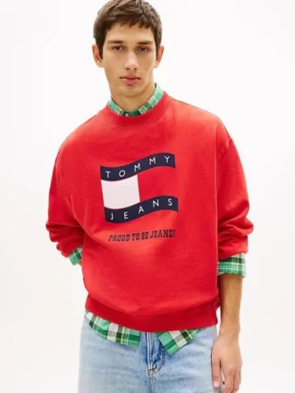 Sudadera Tommy Jeans con logotipo de bandera ondulada