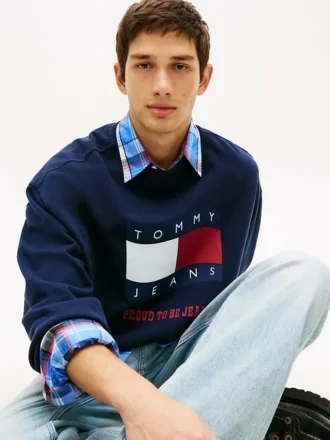 Sudadera Tommy Jeans con logotipo de bandera ondulada