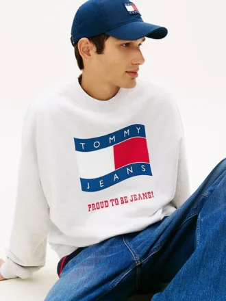 Sudadera Tommy Jeans con logotipo de bandera ondulada