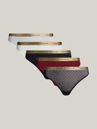 Tanga con logotipo en la cintura, paquete de 5