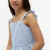 Top con volantes de seersucker a rayas para niña