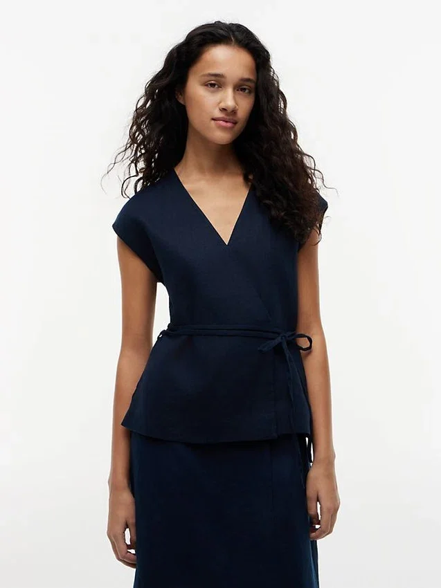 Top cruzado sin mangas de mezcla de lino Top cruzado sin mangas de mezcla de lino