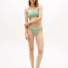 Top de bikini de seersucker con espalda cruzada