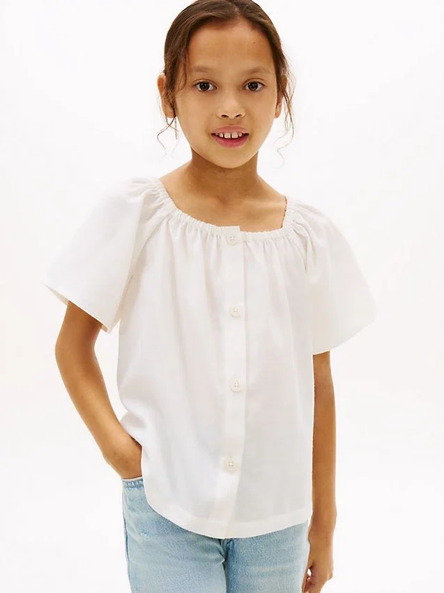 Top de manga abullonada para niña Top de manga abullonada para niña