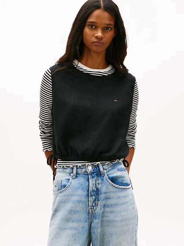 Top de mezcla de lino con lazo lateral de Tommy Jeans Top de mezcla de lino con lazo lateral de Tommy Jeans