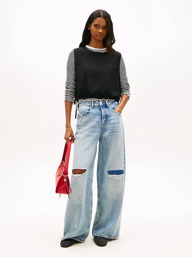 Top de mezcla de lino con lazo lateral de Tommy Jeans Top de mezcla de lino con lazo lateral de Tommy Jeans