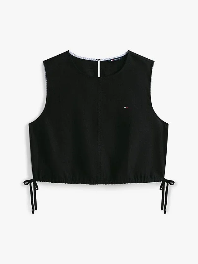 Top de mezcla de lino con lazo lateral de Tommy Jeans Top de mezcla de lino con lazo lateral de Tommy Jeans