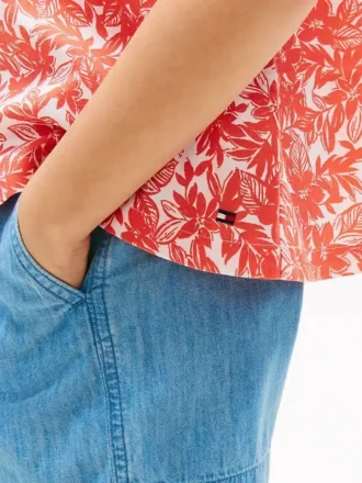 Top infantil con estampado tropical y mangas abullonadas