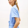 Vestido camisero con cinturón de mezcla de lino y algodón