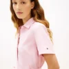 Vestido camisero con cinturón de mezcla de lino y algodón