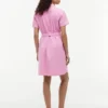 Vestido camisero con cinturón de mezcla de lino y algodón