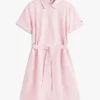Vestido camisero con cinturón de mezcla de lino y algodón