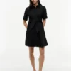 Vestido camisero con lazo delantero de mezcla de lino