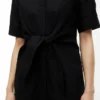 Vestido camisero con lazo delantero de mezcla de lino