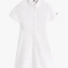 Vestido camisero con ojales bordados para niña