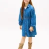 Vestido camisero de cambray para niña