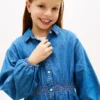 Vestido camisero de cambray para niña