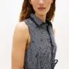 Vestido camisero de crepé con estampado TH Grid y cinturón