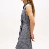 Vestido camisero de crepé con estampado TH Grid y cinturón