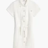 Vestido camisero de denim blanco con cinturón