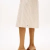 Vestido camisero de mezcla de lino y algodón a rayas